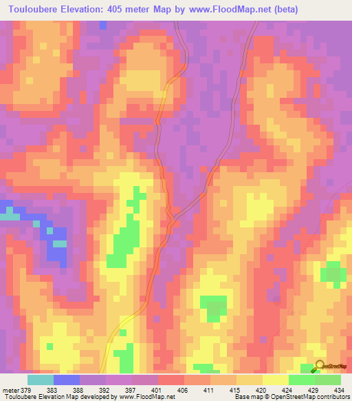 Touloubere,Guinea Elevation Map