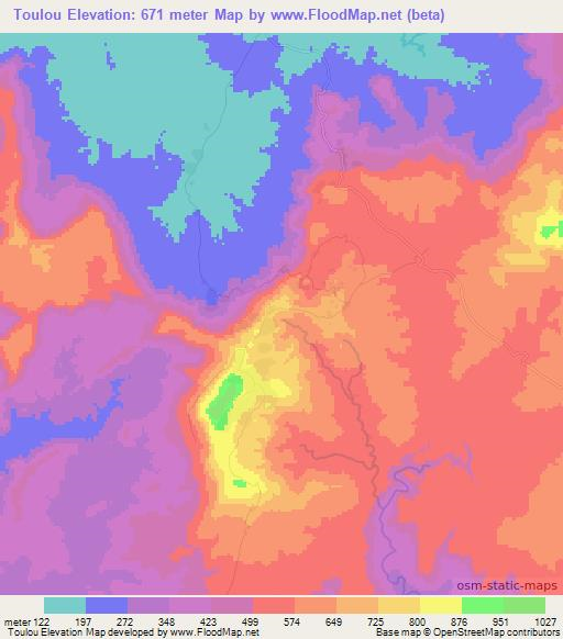 Toulou,Guinea Elevation Map