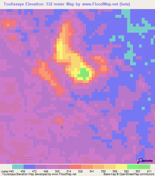 Toulissaye,Guinea Elevation Map