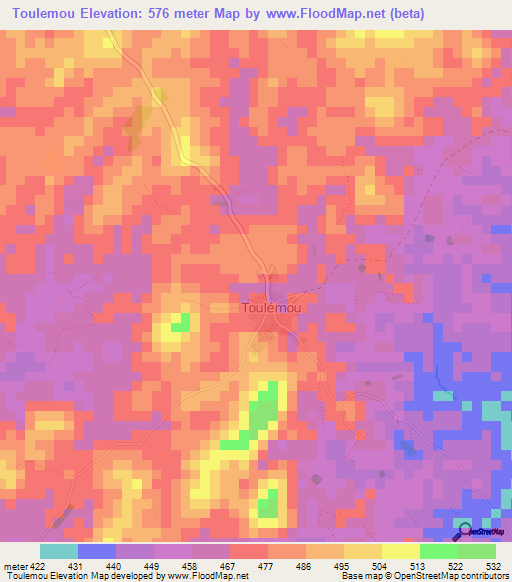 Toulemou,Guinea Elevation Map