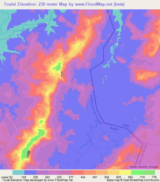 Toulel,Guinea Elevation Map