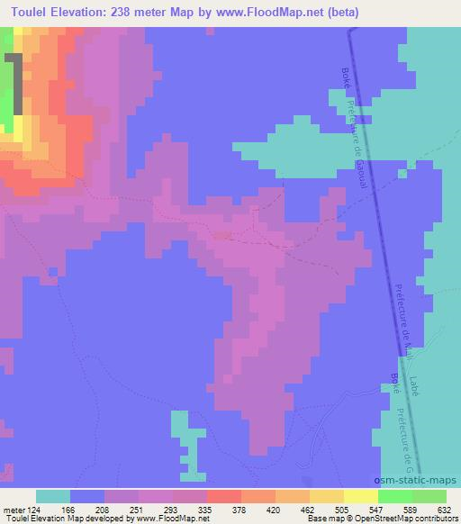 Toulel,Guinea Elevation Map