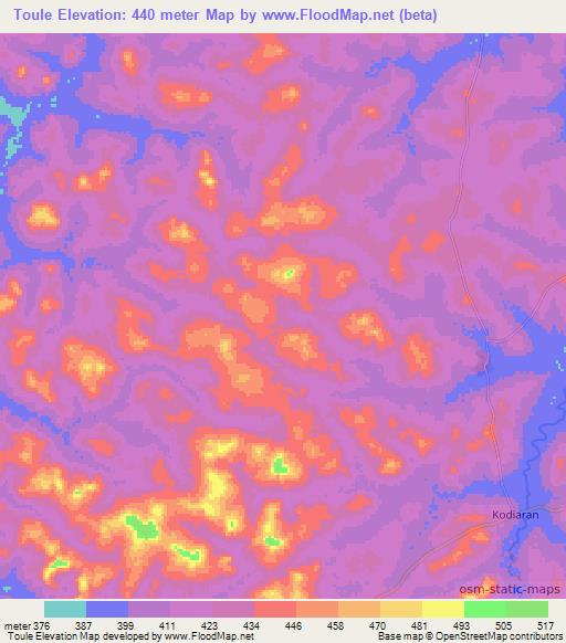 Toule,Guinea Elevation Map