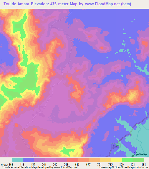 Toulde Amara,Guinea Elevation Map