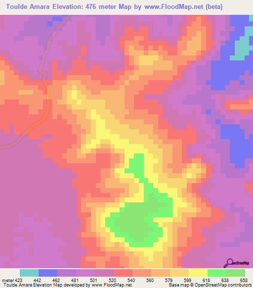 Toulde Amara,Guinea Elevation Map