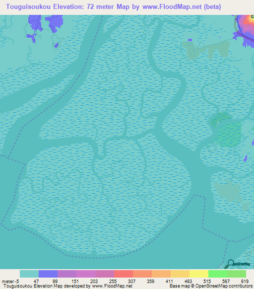 Touguisoukou,Guinea Elevation Map