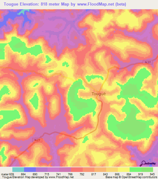 Tougue,Guinea Elevation Map