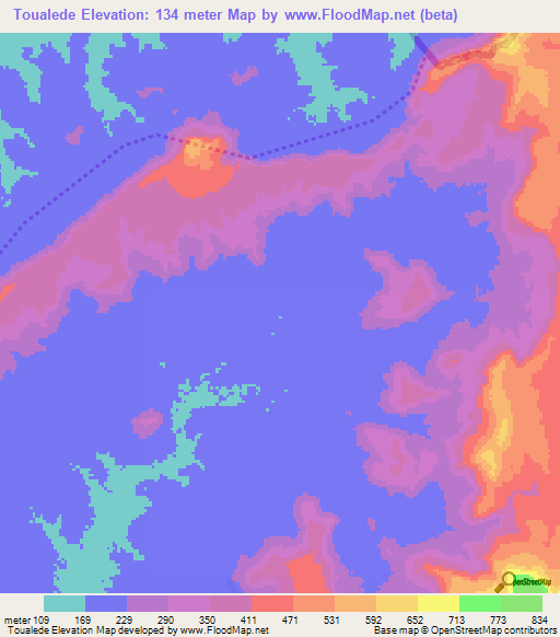 Toualede,Guinea Elevation Map