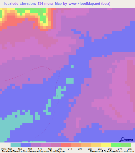 Toualede,Guinea Elevation Map