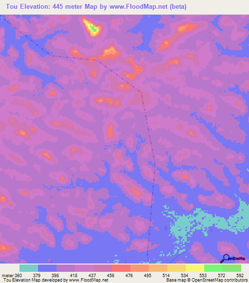 Tou,Guinea Elevation Map