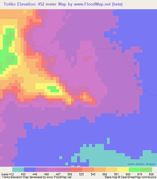 Totiko,Guinea Elevation Map