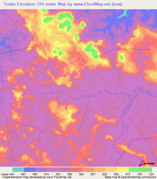 Totala,Guinea Elevation Map