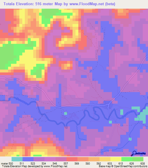 Totala,Guinea Elevation Map