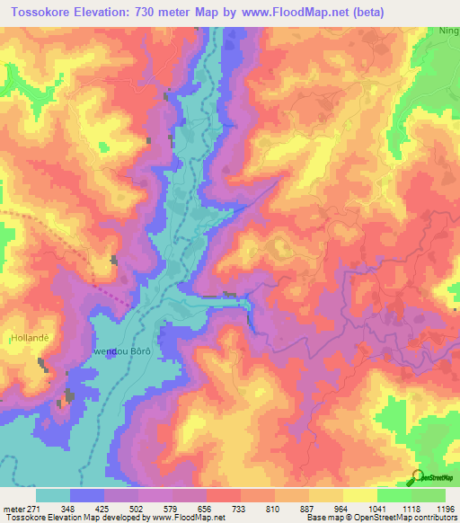 Tossokore,Guinea Elevation Map