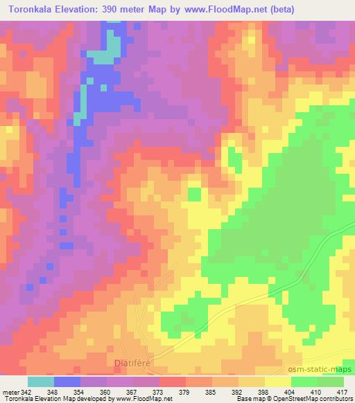 Toronkala,Guinea Elevation Map