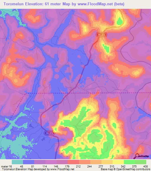 Toromelun,Guinea Elevation Map