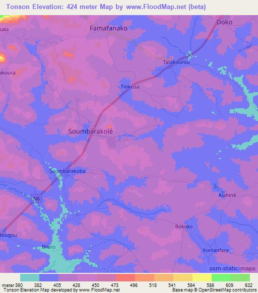 Tonson,Guinea Elevation Map