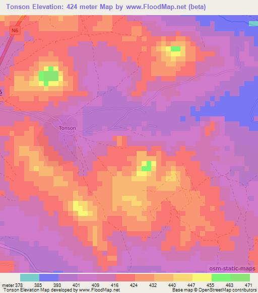 Tonson,Guinea Elevation Map