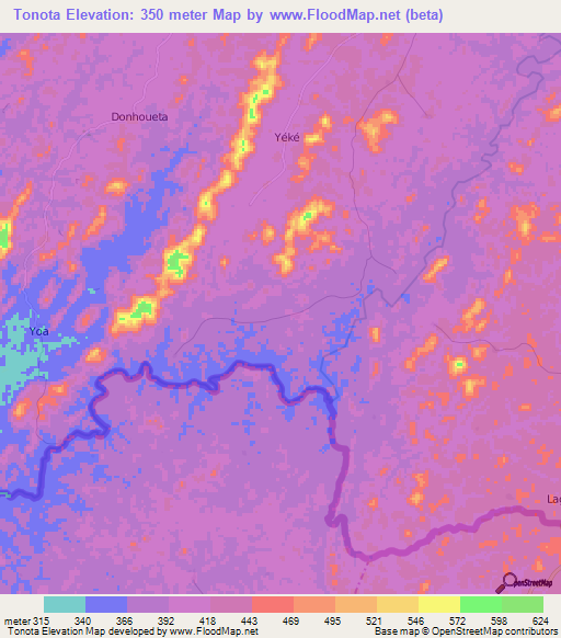 Tonota,Guinea Elevation Map