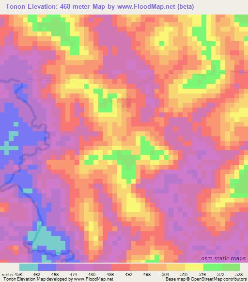 Tonon,Guinea Elevation Map