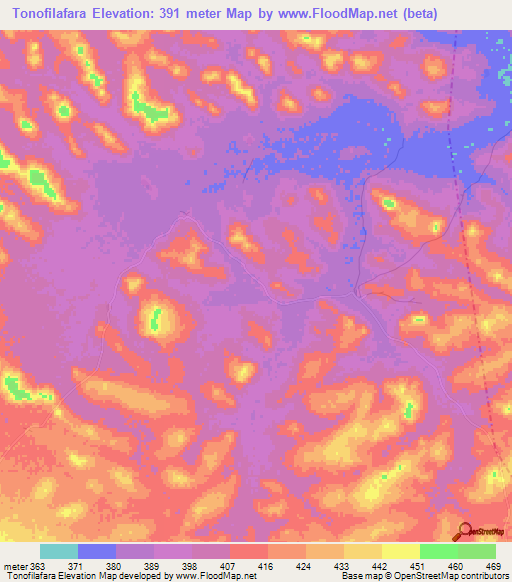 Tonofilafara,Guinea Elevation Map