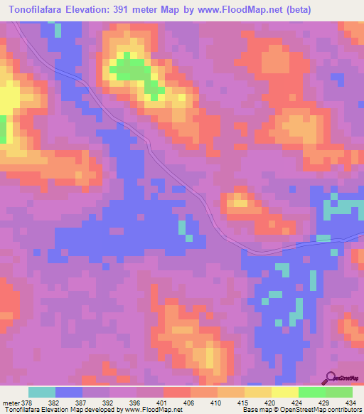 Tonofilafara,Guinea Elevation Map