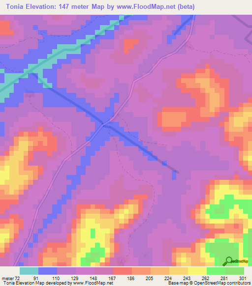 Tonia,Guinea Elevation Map