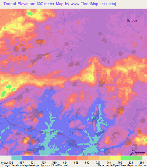 Tongui,Guinea Elevation Map