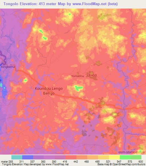 Tongolo,Guinea Elevation Map