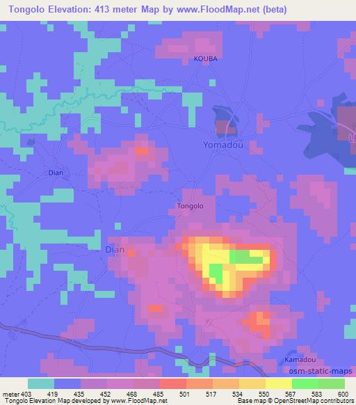 Tongolo,Guinea Elevation Map