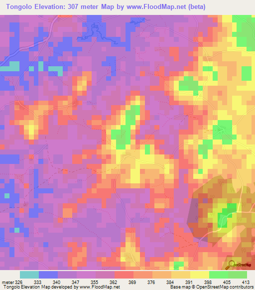 Tongolo,Guinea Elevation Map