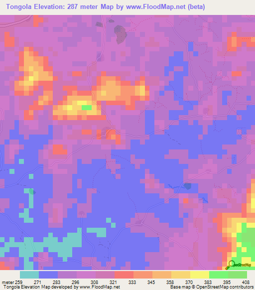 Tongola,Guinea Elevation Map