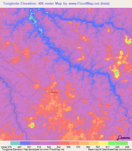 Tongbotie,Guinea Elevation Map