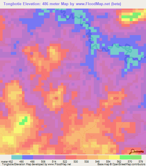 Tongbotie,Guinea Elevation Map