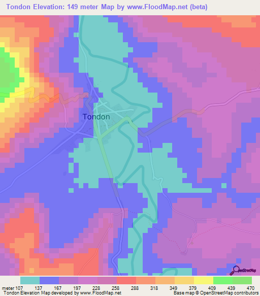 Tondon,Guinea Elevation Map