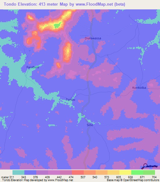 Tondo,Guinea Elevation Map