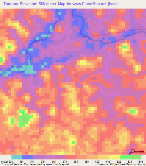 Tomono,Guinea Elevation Map