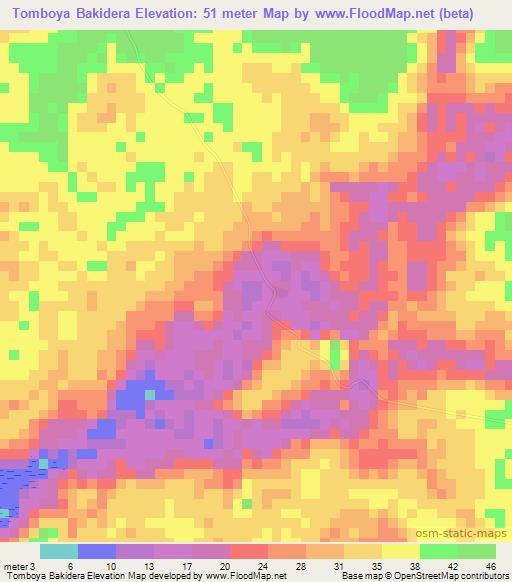 Tomboya Bakidera,Guinea Elevation Map