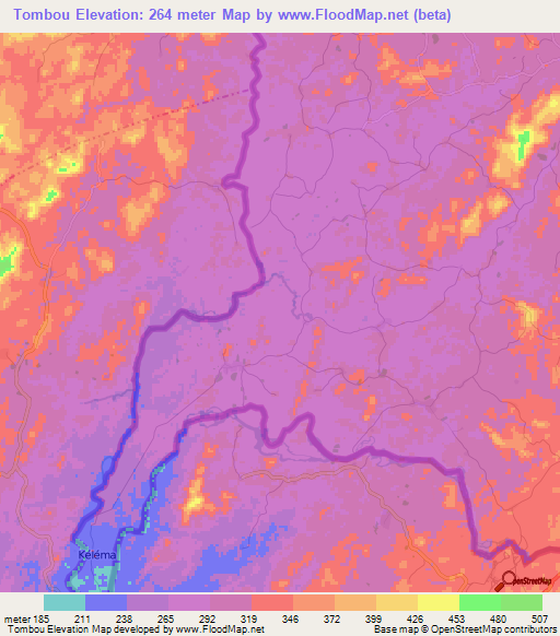 Tombou,Guinea Elevation Map