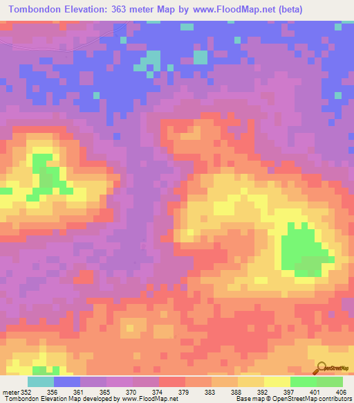 Tombondon,Guinea Elevation Map