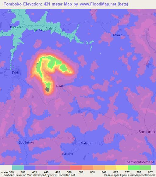 Tomboko,Guinea Elevation Map