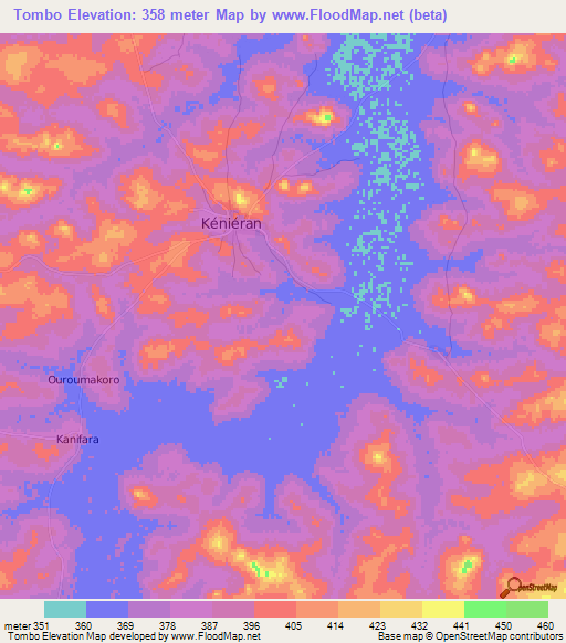 Tombo,Guinea Elevation Map