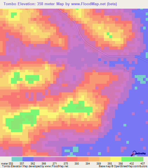 Tombo,Guinea Elevation Map