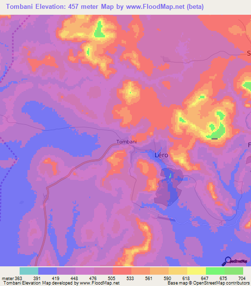 Tombani,Guinea Elevation Map