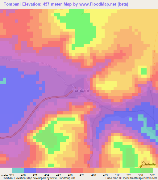 Tombani,Guinea Elevation Map