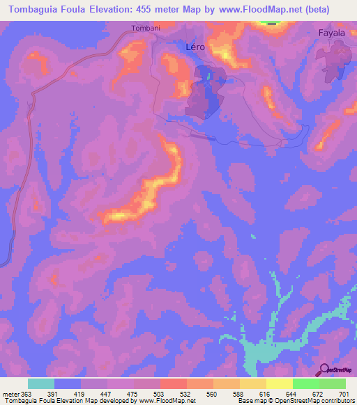 Tombaguia Foula,Guinea Elevation Map