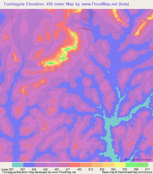 Tombaguia,Guinea Elevation Map