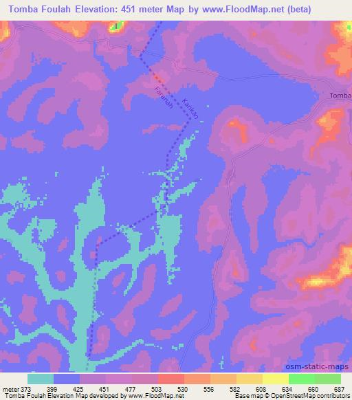 Tomba Foulah,Guinea Elevation Map