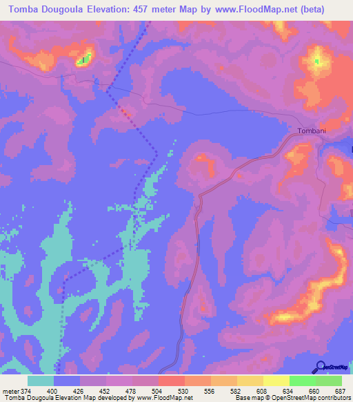 Tomba Dougoula,Guinea Elevation Map