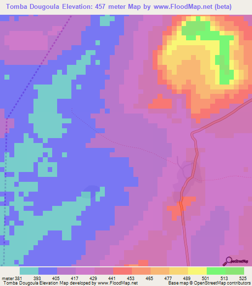 Tomba Dougoula,Guinea Elevation Map